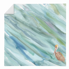 Brown Pelican on Blue Napkin