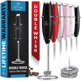 Double Whisk Milk Frother With Stand