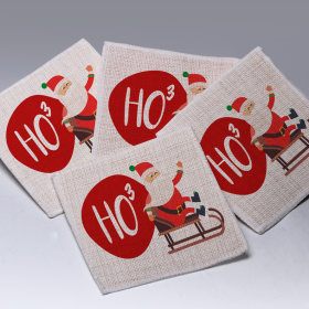 HO3 (Ho Ho Ho) Holiday Linen Coasters/Coaster Set