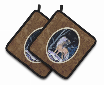 Starry Night Chinese Crested Pair of Pot Holders