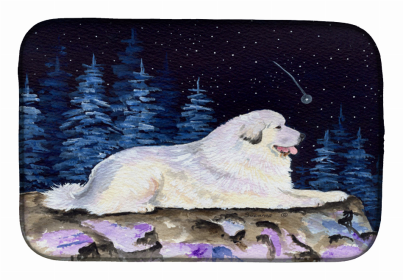 Starry Night Great Pyrenees Dish Drying Mat