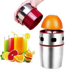 Portable Manual Citrus Juicer Stainless Steel Hand Press Grapefruit Hand Squeezer Lid Rotation Squeezer for Oranges, Lemons