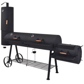 BBQ Charcoal Smoker with Bottom Shelf Black Heavy XXXL