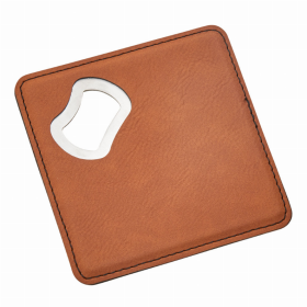 Leatherette Coaster/Opener 4" X 4" (Color: Caramel)