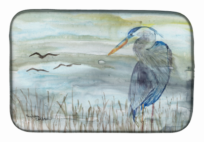 Watercolor Dish Drying Mat (Color: Blue Heron, size: 14 x 21)