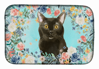 cat breed/Flowers art Dish Drying Mat (Color: Bombay, size: 14 x 21)