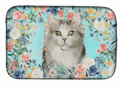 cat breed/Flowers art Dish Drying Mat (Color: Ragamuffin, size: 14 x 21)