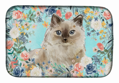 cat breed/Flowers art Dish Drying Mat (Color: Ragdoll, size: 14 x 21)