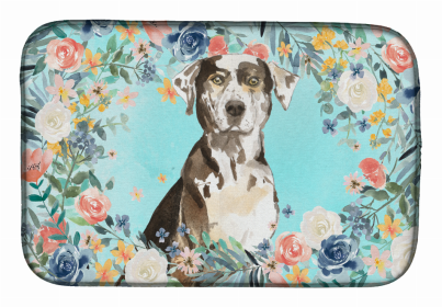 Dog Spreed art Dish Drying Mat (Color: Catahoula Leopard Dog, size: 14 x 21)