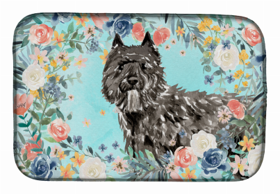 Dog Spreed art Dish Drying Mat (Color: Bouvier des Flandres, size: 14 x 21)