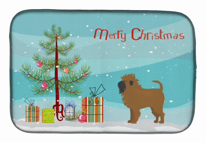 Dog Breed/Merry Christmas art Dish Drying Mat (Color: Tan Affenpinscher, size: 14 x 21)