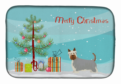 Dog Breed/Merry Christmas art Dish Drying Mat (Color: Australian Silky Terrier, size: 14 x 21)