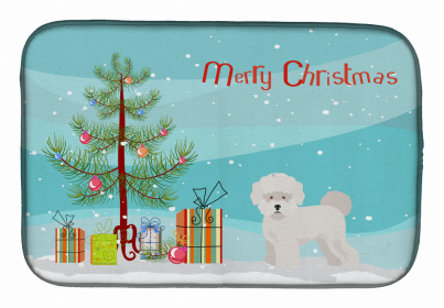 Dog Breed/Merry Christmas art Dish Drying Mat (Color: Bichon Frise1, size: 14 x 21)