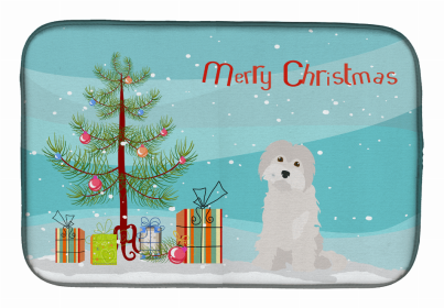 Dog Breed/Merry Christmas art Dish Drying Mat (Color: Maltese #2, size: 14 x 21)