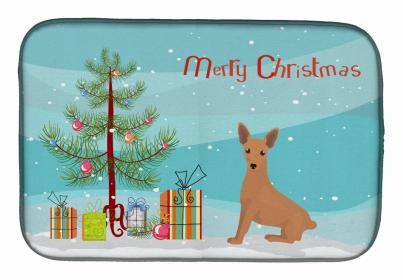 Dog Breed/Merry Christmas art Dish Drying Mat (Color: Miniature Pinscher, size: 14 x 21)