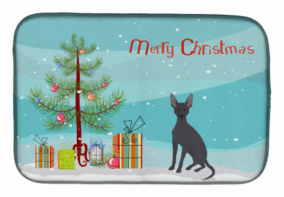 Dog Breed/Merry Christmas art Dish Drying Mat (Color: Peruvian Hairless Dog, size: 14 x 21)