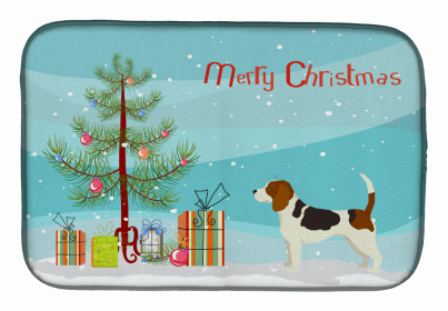 Dog Breed/Merry Christmas art Dish Drying Mat (Color: Beagle, size: 14 x 21)