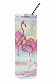 Bird 20 oz Skinny Tumbler (Color: Flamingos Double Walled Stainless Steel, size: 3 x 8.25)