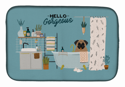 Dog in Bathtub Dish Drying Mat (size: 14 x 21)