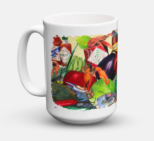 Food Coffee Mug 15 oz (Color: Spices and Crawfish, size: 5 x 5)