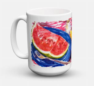 Fruit Coffee Mug 15 oz (Color: Fruits and Vegetables - Watermelon, size: 5 x 5)