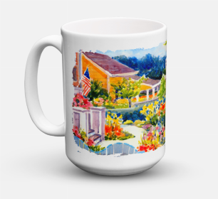 Scenic Coffee Mug 15 oz (Color: Seaside Beach Cottage, size: 5 x 5)