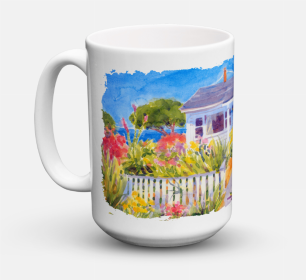 Scenic Coffee Mug 15 oz (Color: Seaside Beach Cottage #2, size: 5 x 5)