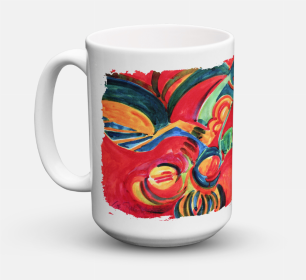 Flower Coffee Mug 15 oz (Color: Red Flowers and berries, size: 5 x 5)