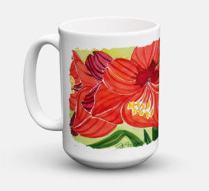 Flower Coffee Mug 15 oz (Color: Amaryllis, size: 5 x 5)