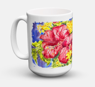 Flower Coffee Mug 15 oz (Color: Hibiscus, size: 5 x 5)