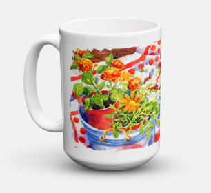 Flower Coffee Mug 15 oz (Color: Flowers with a side of lemons, size: 5 x 5)