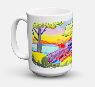 Scenic Coffee Mug 15 oz (Color: Dock at the pier, size: 5 x 5)