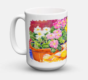 Flower Coffee Mug 15 oz (Color: Primroses, size: 5 x 5)