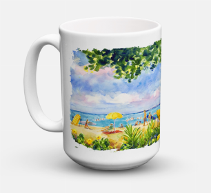 Scenic Coffee Mug 15 oz (Color: Beach Resort view from the condo, size: 5 x 5)