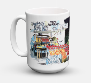 Scenic Coffee Mug 15 oz (Color: Fruit Stand, size: 5 x 5)