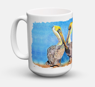 Bird Coffee Mug 15 oz (Color: Pelican, size: 5 x 5)