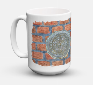 Scenic Coffee Mug 15 oz (Color: New Orleans Watermeter on Bricks, size: 5 x 5)