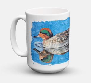 Bird Coffee Mug 15 oz (Color: Teal Duck, size: 5 x 5)