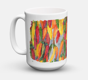 Food Coffee Mug 15 oz (Color: Hot Peppers, size: 5 x 5)