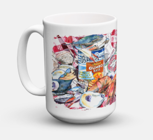 Food Coffee Mug 15 oz (Color: Blue Runner Gumbo Receipe, size: 5 x 5)