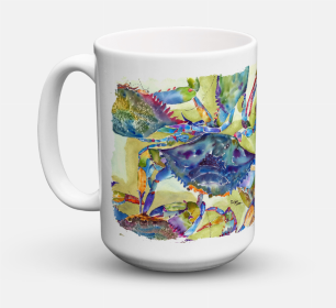 Shellfish Coffee Mug 15 oz (Color: Blue Crab All Over, size: 5 x 5)