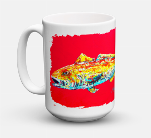 Fish Coffee Mug 15 oz (Color: Red Fish Alphonzo, size: 5 x 5)