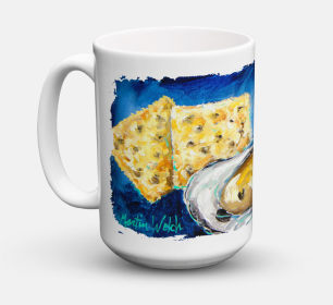 Food Coffee Mug 15 oz (Color: Oysters Two Crackers, size: 5 x 5)