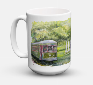 Transportation Coffee Mug 15 oz (Color: Next Stop Audobon Park Streetcar, size: 5 x 5)