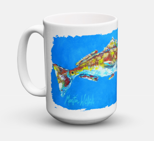 Fish Coffee Mug 15 oz (Color: Red Fish Seafood Two, size: 5 x 5)