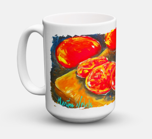 Vegetables Coffee Mug 15 oz (Color: Tomatoes Slice It Up, size: 5 x 5)