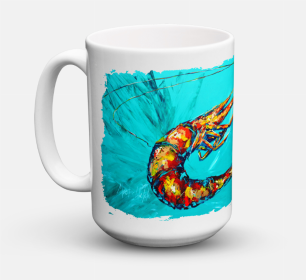 Food Coffee Mug 15 oz (Color: Shrimp Teal Shrimp, size: 5 x 5)