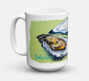 Shells Coffee Mug 15 oz (Color: Oysters Two Shells, size: 5 x 5)