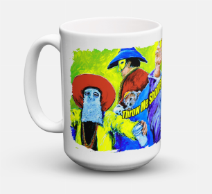 Festive Coffee Mug 15 oz (Color: Mardi Gras Throw me something mister words, size: 5 x 5)