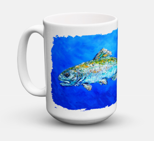 Fish Coffee Mug 15 oz (Color: Fish Headed Downstream, size: 5 x 5)